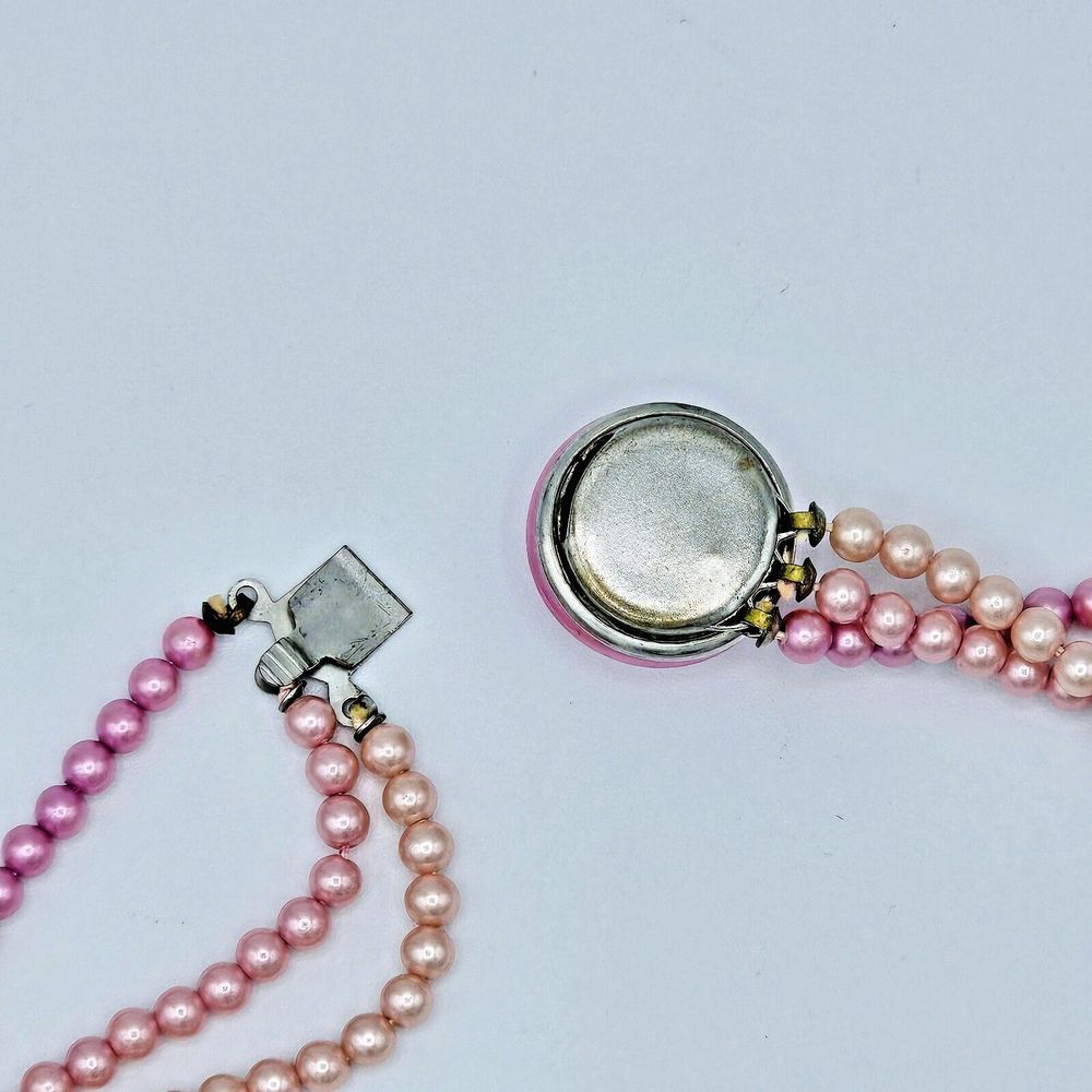 Pink Ombre Pearl Necklace Vtg Simulated Graduated Feminine Elegant Estate Jewel - Picture 4 of 10